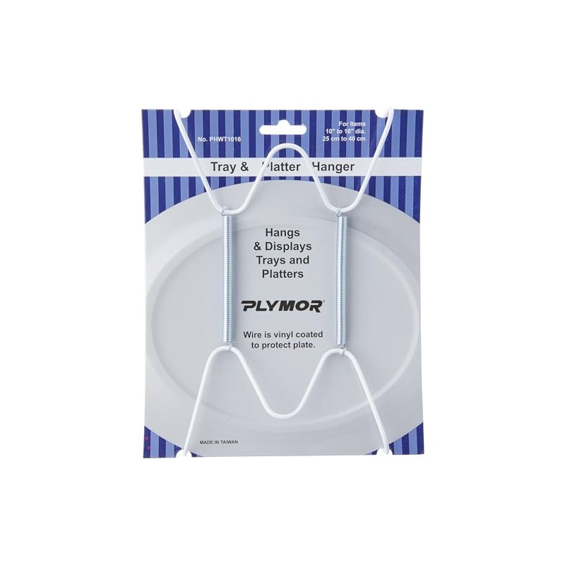 Plymor White Vinyl Finish Wall Mountable Tray and Platter Hanger,