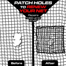 GoSports 3 Pack Universal Sports Net Repair Kits for Golf, Baseball, Soccer, and More - 8 x 8 Inch Sports Netting Patch Kits