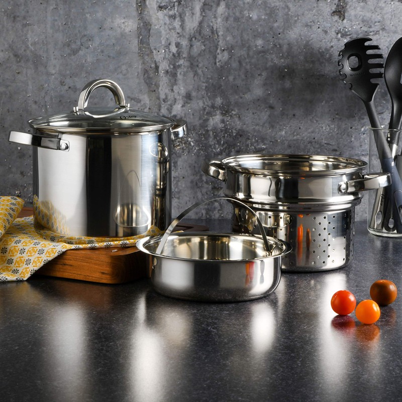 Oster Sangerfield 5-Quart Stainless Steel Pasta Pot Set with Steamer