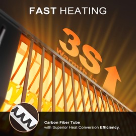 COSENG 1500W Infrared Patio Heater, IP65 Waterproof Outdoor Electric Heater with Remote, 4 Heat Levels, 24H Timer, Memory Function, Fast Heating for Garage, Backyard, Black