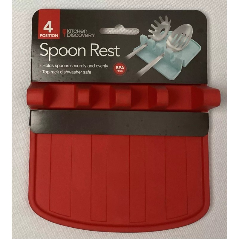 Kitchen Discovery Silicone Spoon Rest BPA Free RED