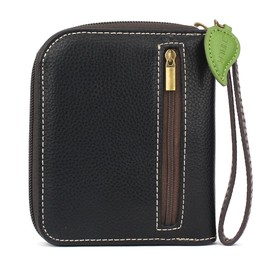 CHALA Zip Around Wallet, Wristlet, 8 Credit Card Slots, Sturdy Pu Leather - Sunflower Group - Black