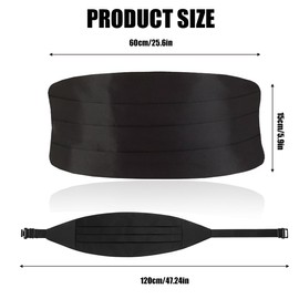 QEXUJOW Cummerbunde Mens Adjustable Satin Belly Belt Black Formal