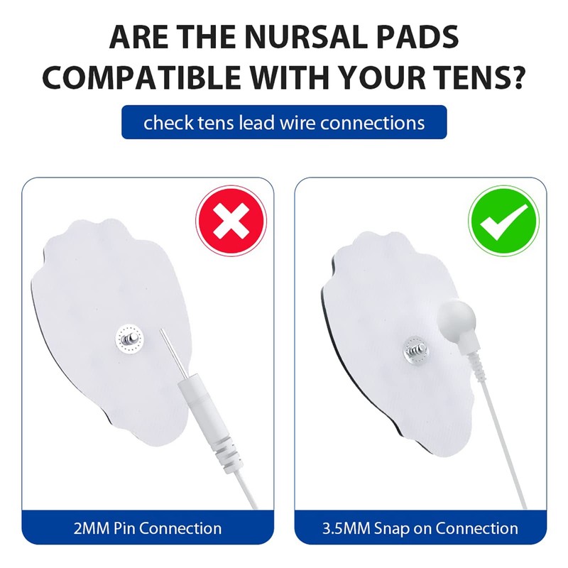 TENS/EMS Unit Replacement Pads NURSAL 20 Pack 3.5mm Snap Electrode