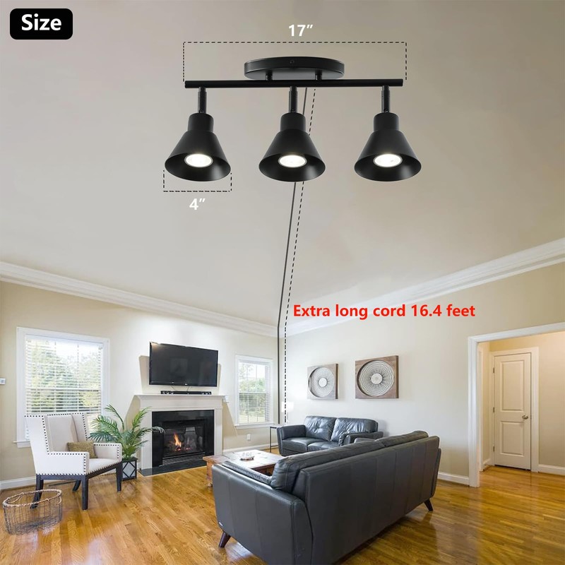 vivihobb 3 Light Plug in Track Lighting Kit,Modern Plug in