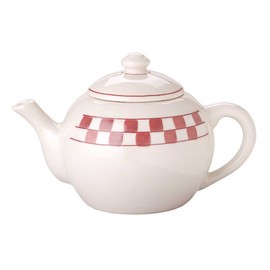 Teapot Red/White Handpainted Checkmate Stotrendyare 64 OZ | Renovator's Supply