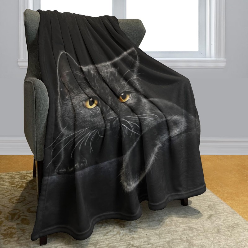 HommomH Black Cat Throw Blanket for Women Girls, Cat Lover