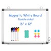 WALGLASS Double-Sided White Board, 16" x 12" Small Dry Erase