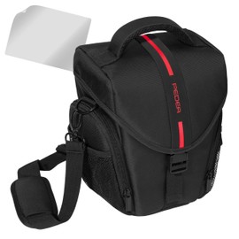 Essex Large SLR Case with Rain Cover and Screen Protector for Sony SLT-A58K/Alpha 68 /Canon EOS 80D /Pentax K-70 /Panasonic Lumix DMC-FZ1000 Camera - Red