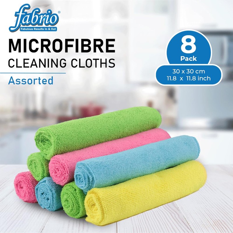 FABRIO Microfibre Cleaning Cloth - Assorted - 30cm x 30cm