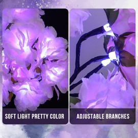 Fanshunlite Tabletop Bonsai Tree Colorful 18" 24 LED Rose Flower Tree with 18 Colors Changing, Table Lamp for Girls Teens, Multi Color Light Decorative Desk Tree for Home Party Wedding Bedroom, Pink