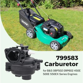 Aylux 799583 593261 Carburetor with 799579 Air Filter 595660 Cover for B&S 595656 591979 591160 08P502 8P502 09P602 9P602 125cc 140cc 450E 500E 550EX Series Engine Lawnmower
