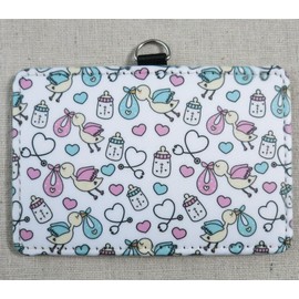 Stork-Themed ID Card Holder, Cute Badge Holder for Labor & Delivery, NICU, PICU, Postpartum, and OB Nurses, Stylish ID Protector for Medical Staff - Fits Standard Size Horizontal Cards, Lanyards