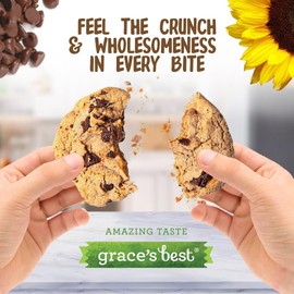 Grace’s Best Cookies - Sweet and Crunchy Small Snack Made With Natural, Quality Ingredients - Sunflower Seeds and Chocolate Chips – Pack of 4 (12oz)