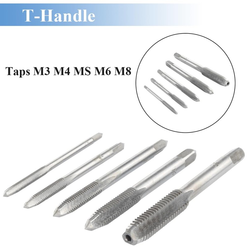 Mesee 6Piece Tap Wrench Tool Set, Adjustable T-Handle Ratchet Tap