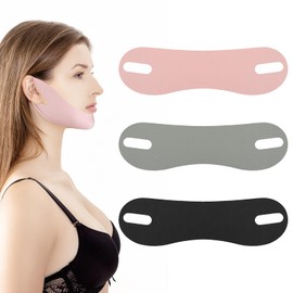 Thinp 3 Pcs Double Chin Reducer, Reusable V Line Face Lifting Chin Mask Chin Strap for Double Chin Face Lifting Belt Chin Lift Mask for Skin Tightening and Preventing Sagging (Black, Pink, Green)