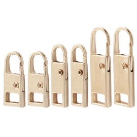 Biaungdo 6 Pcs Zipper Pull Replacement, Detachable Zipper Pull Tabs Slider Metal Luggage Zipper Handle and Fixes for Clothing Jackets Backpacks Handbags Wallet Boots Purse Coat(3 Sizes, Gold)