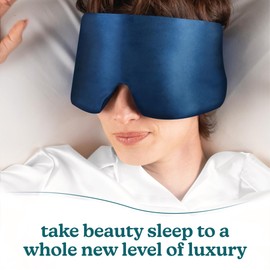 Homedics Silk Sleep Mask, Luxurious Soft Silk, Total Blackout, Nonslip Grip, Adjustable Strap for Custom Fit, Hand Washable, Comfortable for Travel & Home - Midnight Blue