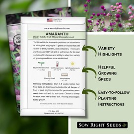 Sow Right Seeds - Tall Mixed Globe Amaranth Seeds for Planting - Non-GMO Heirloom Packet with Instructions to Grow an Outdoor Home Flower Garden - Gomphrena Pompom Flowers in Red, Pink, White (1)