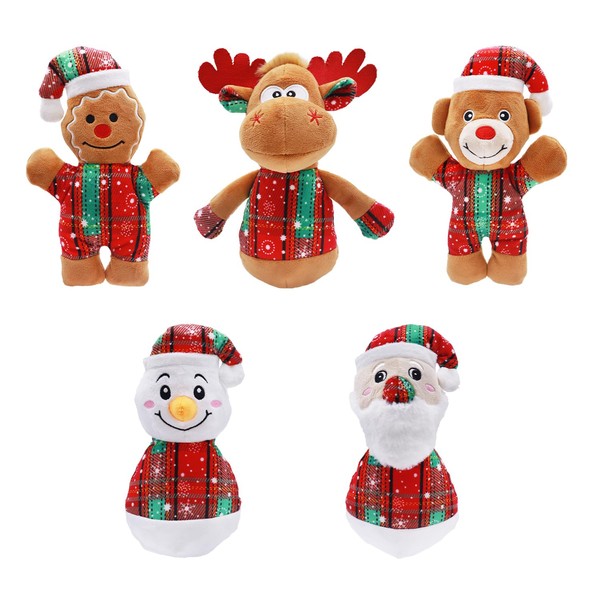 Aqezd Christmas Dog Toys - 5-Pack Squeaky Holiday Puppy Toys
