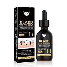 Beard Growth Kit with Rollers Beard Growth Agent Men Black Beard Growth 60 ml Beard Growth Compresses and Strengthens Hair Growth and Beard Gifts for Men and Dads