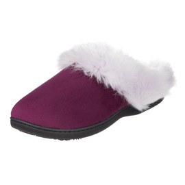 isotoner Women's Velour Valerie Hoodback Slip on Slipper, BlackBerry, 6-Numeric_7