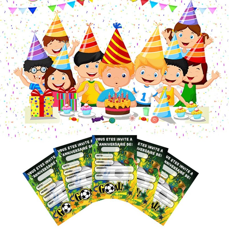 SEFFY Carte invitation fete enfant francais, Theme du football, Cartes