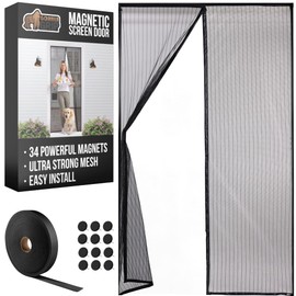 GORILLA GRIP Magnetic Screen Door, Hands Free Mesh Curtain Keeps Bugs and Mosquitos Out, Automatic Magnet Closure, Heavy Duty Patio Sliding Dog Doors Cover, Window Screens Protector, Black 39x83