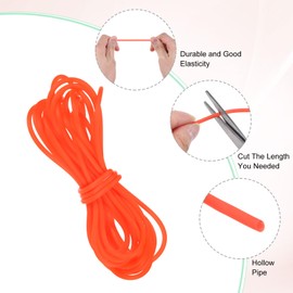 M METERXITY Hollow Pipe Tubing Rubber Cord, 5.5 Yards 3mm Stretchy String with 1.5mm Hole Elastic Strings Barber Cords for Jewelry Making/DIY Crafts/Necklaces/Bracelets [Tangerine]