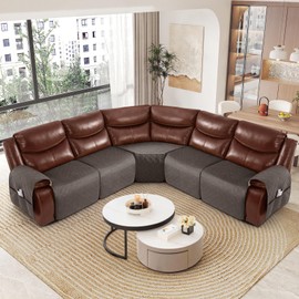 Timeles Waterproof Velvet Reclining Corner Sectional Couch Covers Extra Large L-Shaped Recliner Sofa Slipcover Without Backrest Thick Soft Washable (Dark Brown, 5-Seat Set)