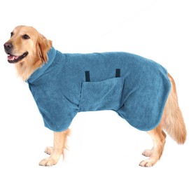 PETTOM Microfibre Dog Bathrobe, Quick-Drying, Cotton Bathrobe, Super Absorbent, Bathrobe for Large, Medium and Small Dogs (XL, Blue)