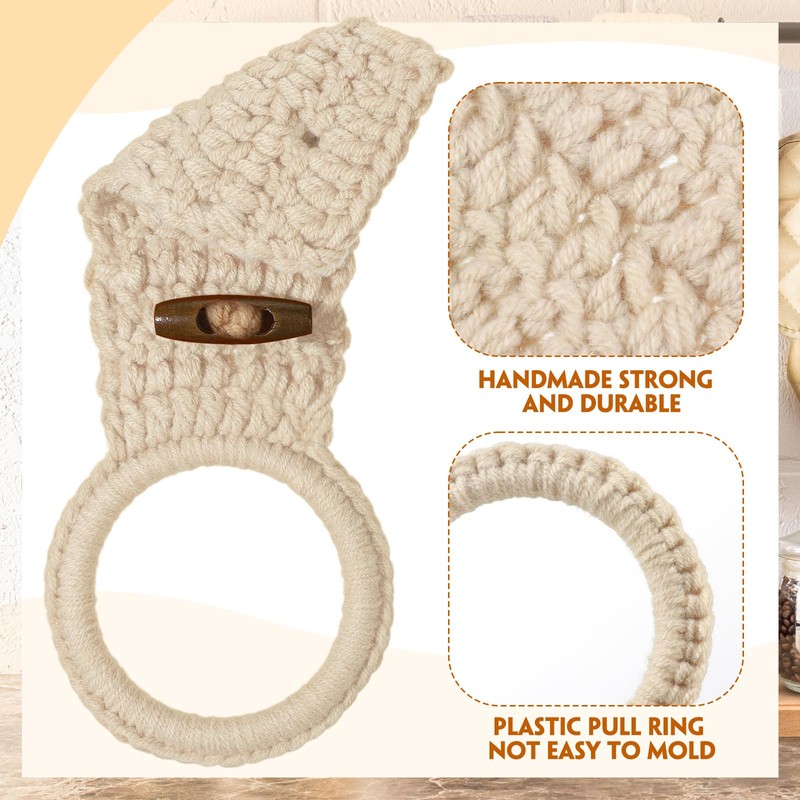 Hoolerry 8 Pcs Hanging Kitchen Towels Ring Crochet Hanging Dish
