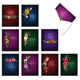 Many Thanks - 10 Assorted All Occasion Thank You Cards with Envelopes (4 x 5.12 Inch) - Boxed Blank Notecard Stationery - Assortment of Gratitude, Thank Yous, Appreciation Greetings AM6842TYB-B1x10