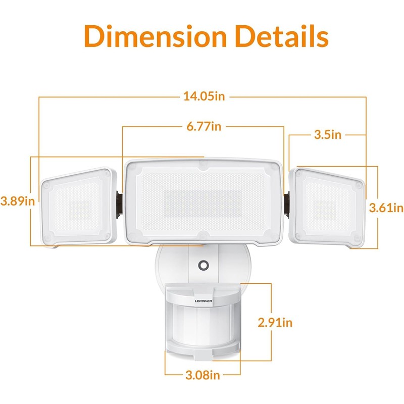 LEPOWER LED Security Lights Motion Sensor Light Outdoor, 38W 4200LM