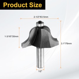 sourcing map Raised Panel Router Bits 1/2" Shank Ogee Bead 63.5mm Dia 30mm Cutting Depth for Making Cabinet Door Window, Silver