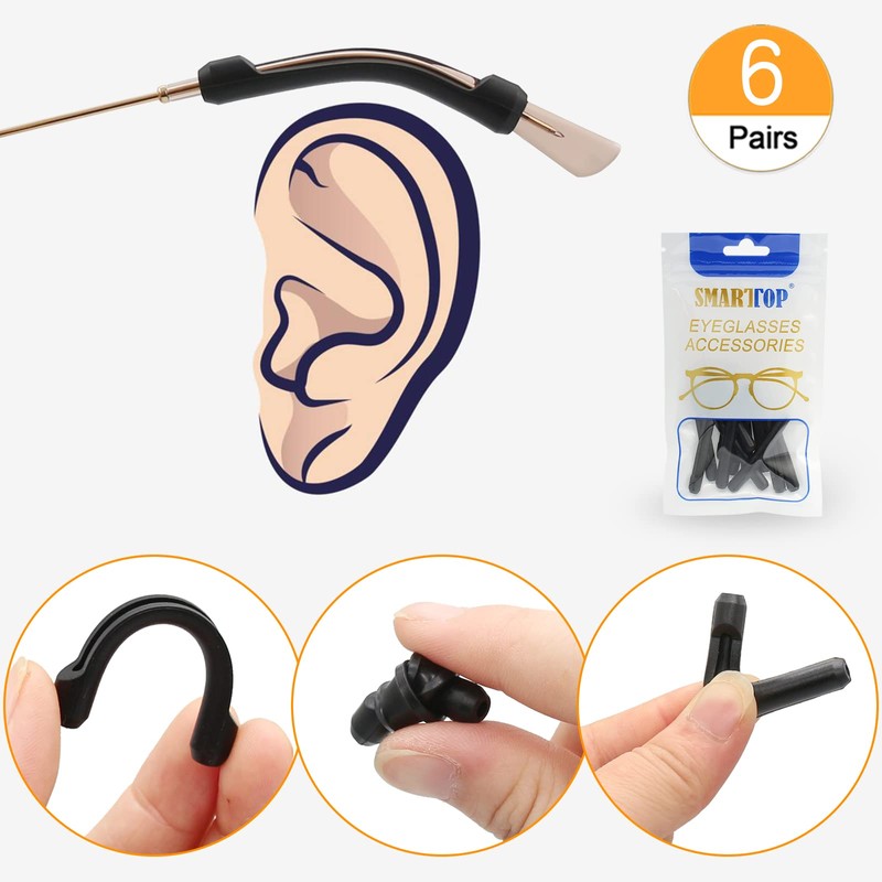SMARTTOP Soft Silicone Eyeglasses Temple Tips Sleeve Retainer,Anti-Slip Elastic Comfort