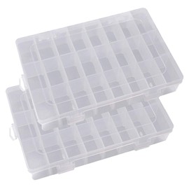 Sorting Box, Portable 24 Grid Clear Hard Plastic Adjustable Jewellery Organiser Box Container Storage Case with Removable Dividers for Manicure Accessories, Loom Rubbers