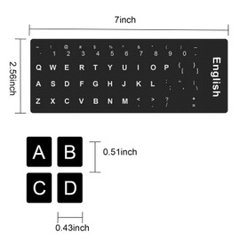 2PCS English Keyboard Stickers, Universal Replacement English Keyboard Letter Stickers with Tweezer, Keyboards Alphabet Sticker Black Background White Lettering for Laptop Notebook PC Computer Desktop
