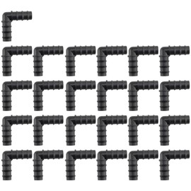 Lazycloud Pack of 25, 1/2 Inch 90 Degree Elbow, Barb Crimp Pex Fitting, Plastic Pex Fittings, (1/2 Inch Elbow, 25Pcs)