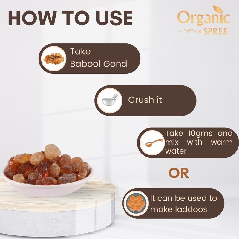 Organic Spree BABOOL GOND 200grams (7.05oz) | Acacia gum |