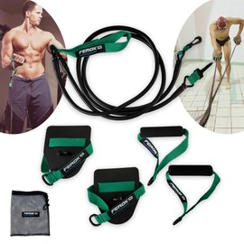 FEROK PRO Elastic Resistance Band with Swimming Pad – Pull Rope with Pads and Handles – Swimming Muscle Strengthening Elastics with Paddles – Medium Version