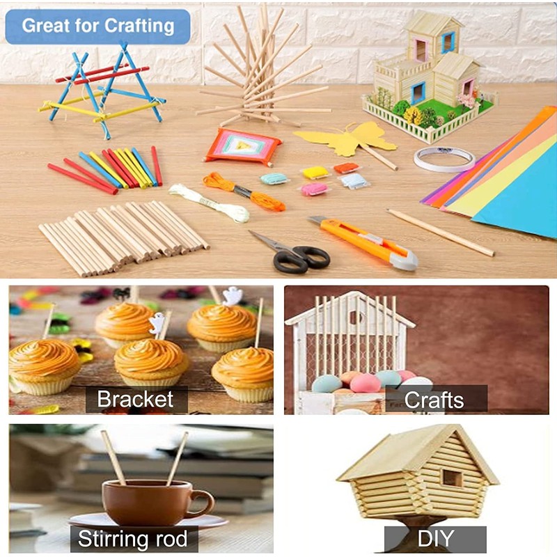 Zerodis DIY Wooden Craft Poles, Small Wooden Construction Poles, 10