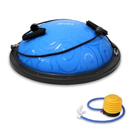 Ativafit Balance Ball Half Exercise Ball Balance Trainer Inflatable Yoga Ball for Home Gym Workouts Core Strength Fitness Half Ball with Resistance Bands, Pump, Support to 660 lbs