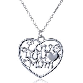 Mothers Day Gifts for Mom Mother Christmas Birthday Gifts Necklace Love You Mom Pendant Fashion Jewelry for Women Mommy