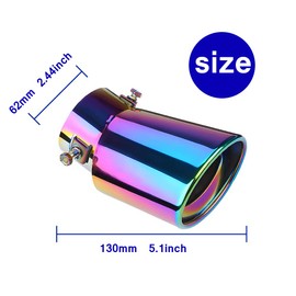 Sakali Polished Exhaust Tip Bolt-On Car Exhaust Tail Muffler Tip Pipes Universal Fit Pipe Diameter 1.5" to 2.25" (Neon,Curved)