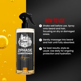 the shave factory - 2 Phase | Beard & Hair Conditioner | Argan Oil Deep Conditioner for Hair & Beards | Softens and Strengthens Beard & Hair | 16.9 Fl. oz