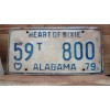 1979 ALABAMA LICENSE PLATE HEART OF DIXIE. VINTAGE AUTO TAG