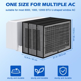 Windspeed U Shaped AC Mesh Cover for Midea U Shaped Window Air Conditioner AC Screen Cover for Outside Unit 8000BTU, 12000BTU, Protect Against Leaves, Weeds, Debris(20.6x13.4x13.5 inch)