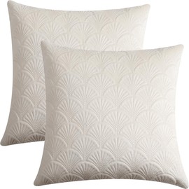 GONOVE Cushion Covers 45x45cm Decorative Retro Embossing Throw Pillow Covers Set of 2 Square Velvet Soft Cushions Pillow Cases for Home Sofa Couch Chair Decor,Cream