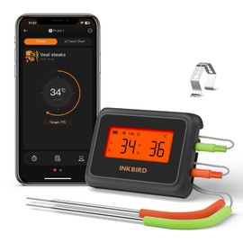 Inkbird IDT-22-B Roasting Thermometer, Bluetooth 5.0 Grill Thermometer, 330 ft (100 m) App Control, HD LCD, Meat Thermometer, Oven Thermometer with 2 Probes for Grilling, Roasting, Grilling and